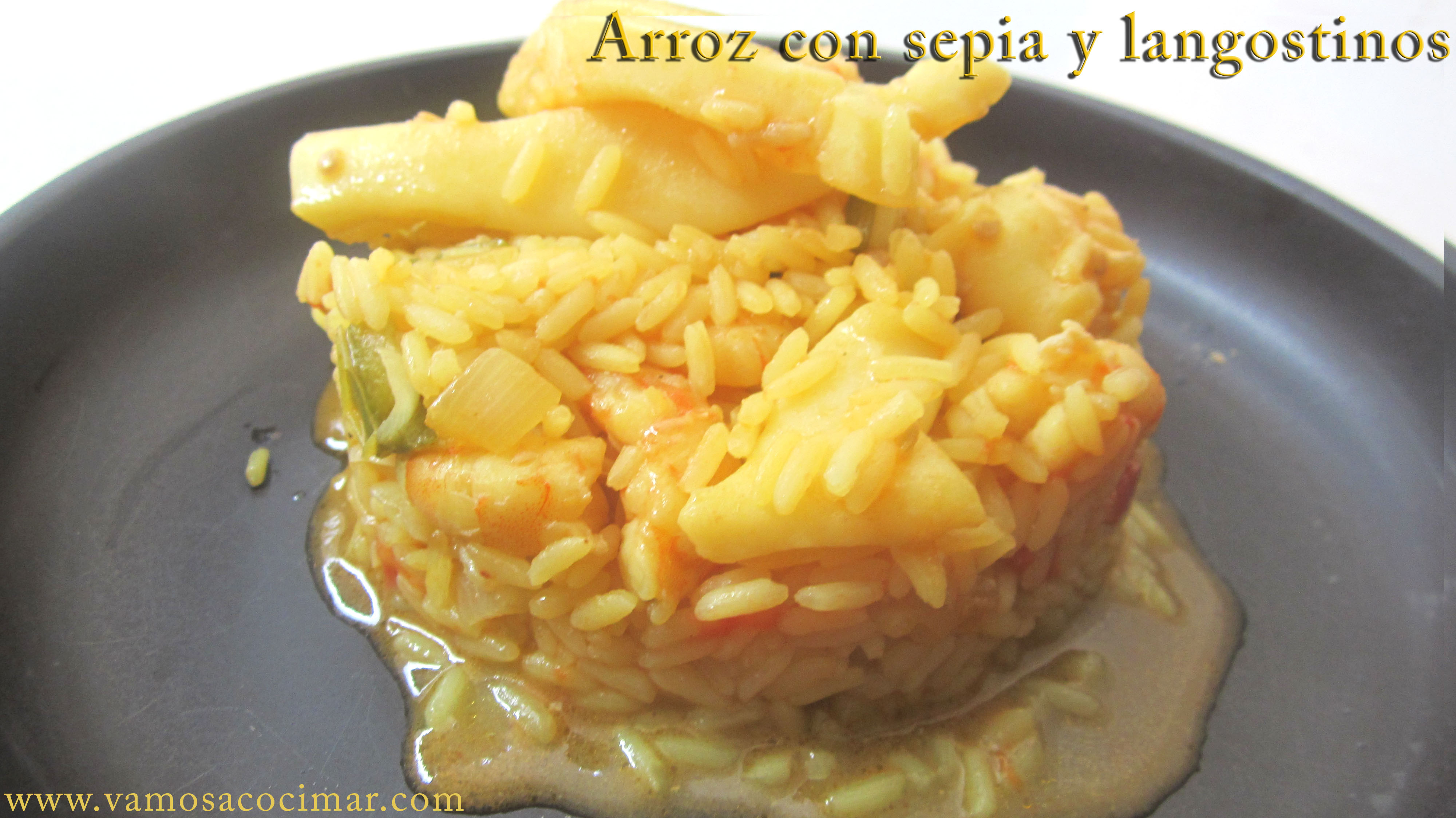 Receta arroz con sepia y langostinos rico y fácil