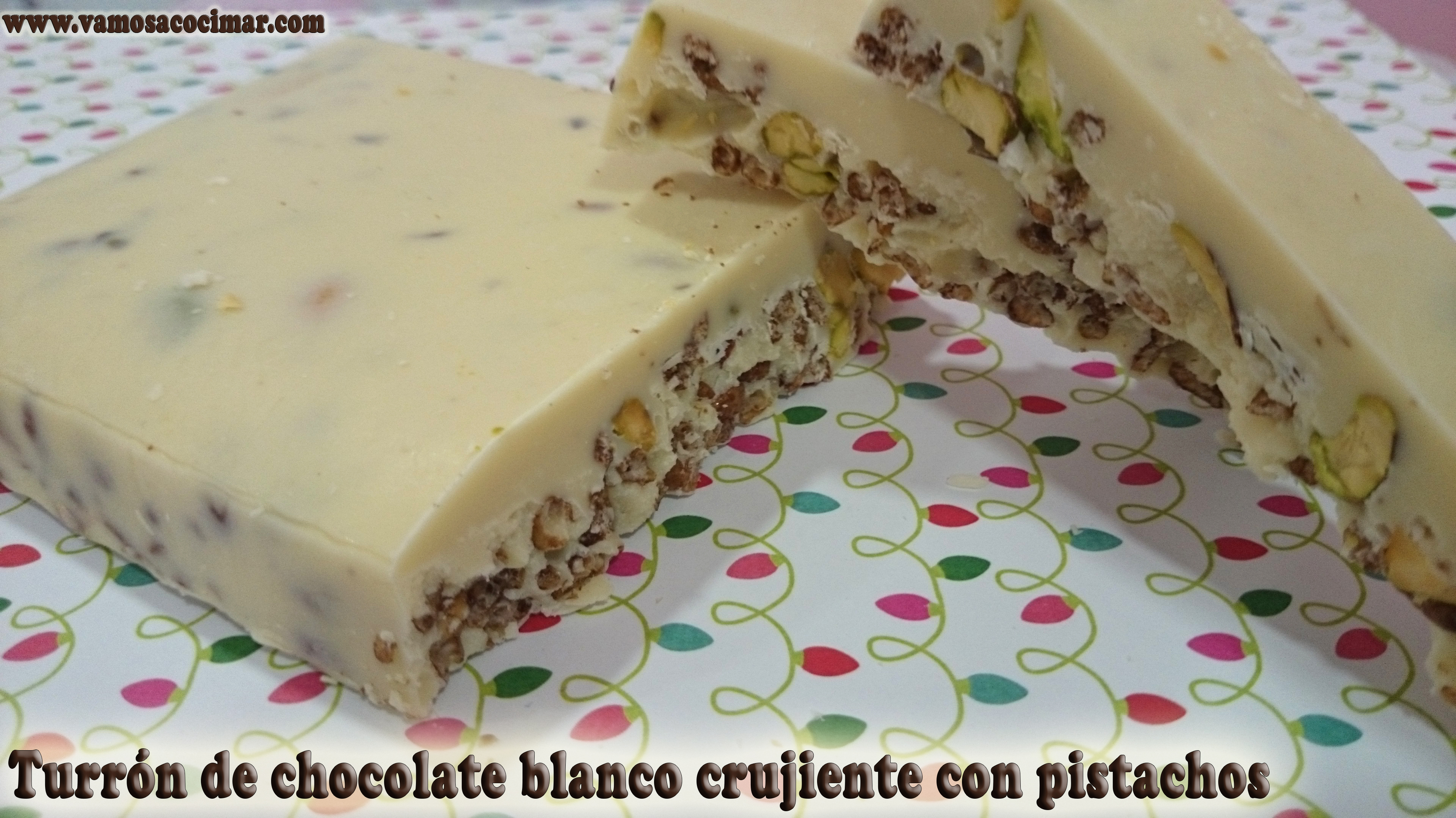 Turrón de chocolate blanco crujiente con